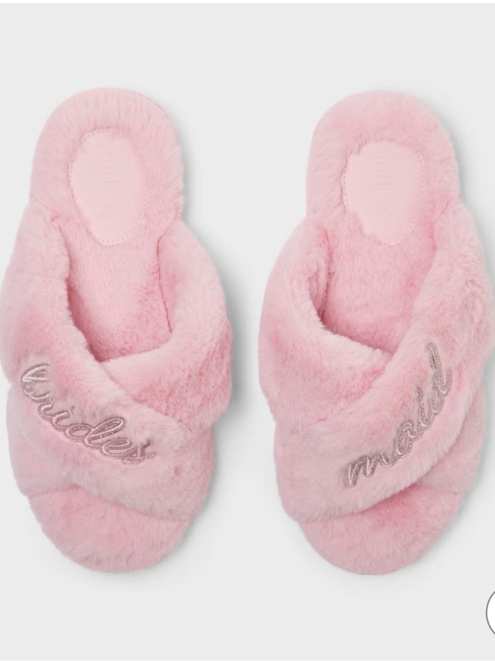Auden Pink Plush 'Bridesmaid' Cross-Band Slippers *NEW